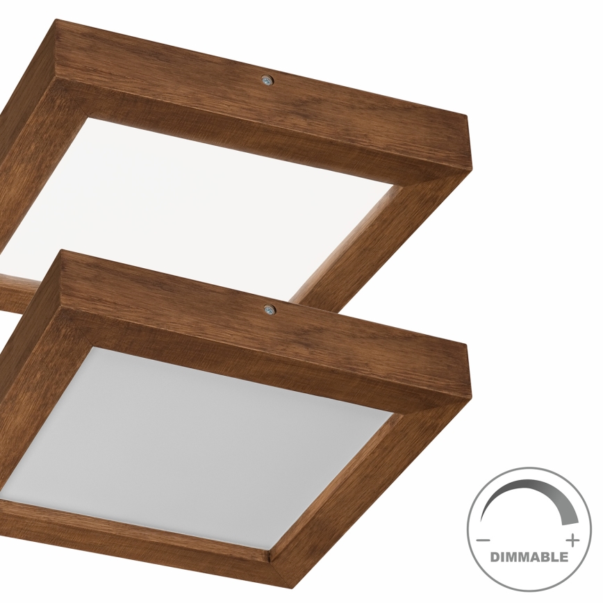 Brilagi - LED Димируем плафон за баня WOODY FRAME LED/24W/230V дъб череша 30x30 см 3000-6000K IP44 + дистанционно управление