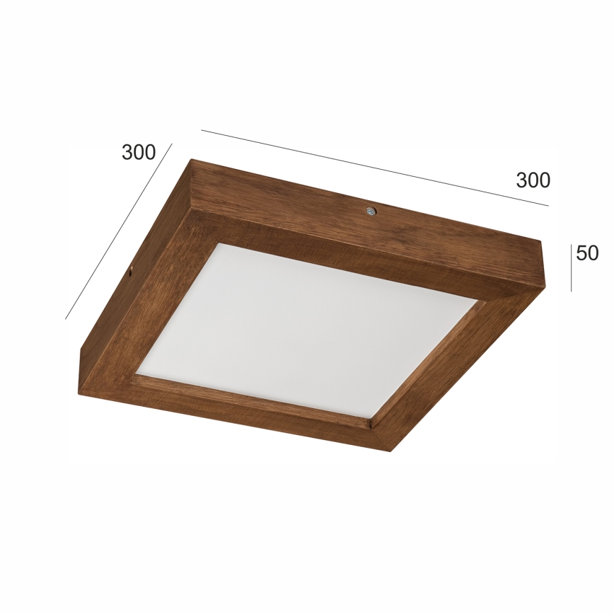 Brilagi - LED Димируем плафон за баня WOODY FRAME LED/24W/230V дъб череша 30x30 см 3000-6000K IP44 + дистанционно управление