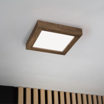 Brilagi - LED Димируем плафон за баня WOODY FRAME LED/24W/230V дъб 30x30 см 3000-6000K IP44 + дистанционно управление