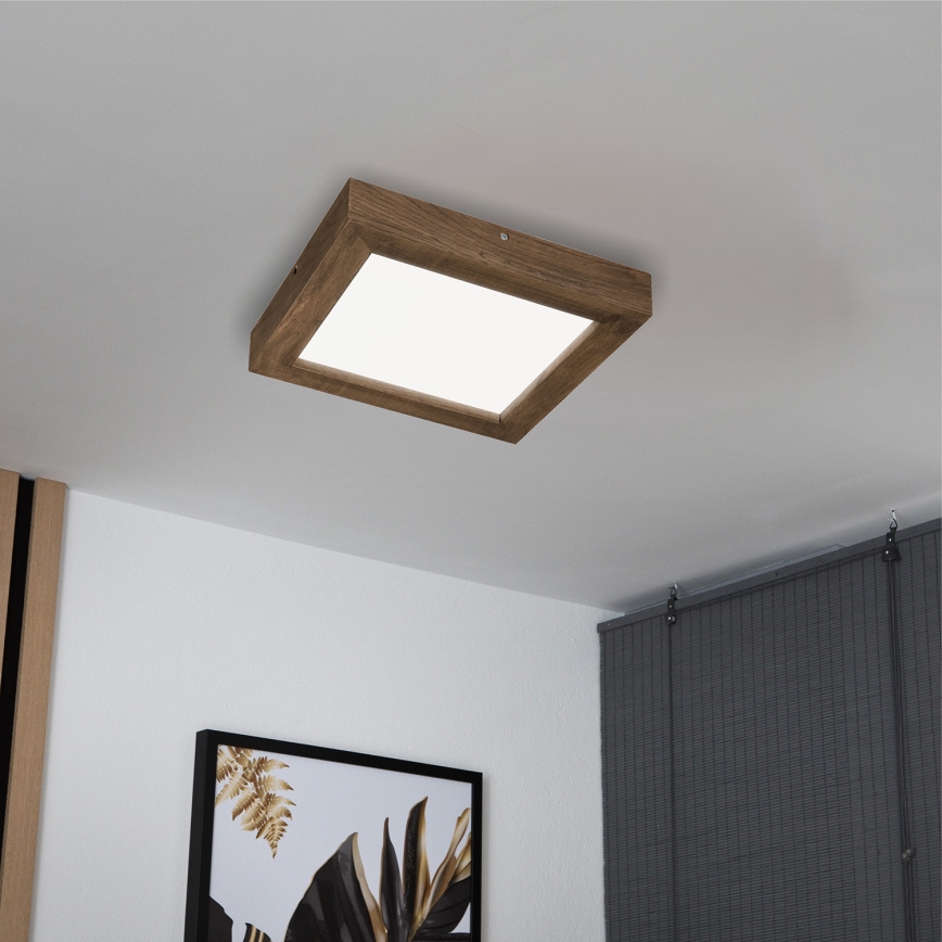 Brilagi - LED Димируем плафон за баня WOODY FRAME LED/24W/230V дъб 30x30 см 3000-6000K IP44 + дистанционно управление