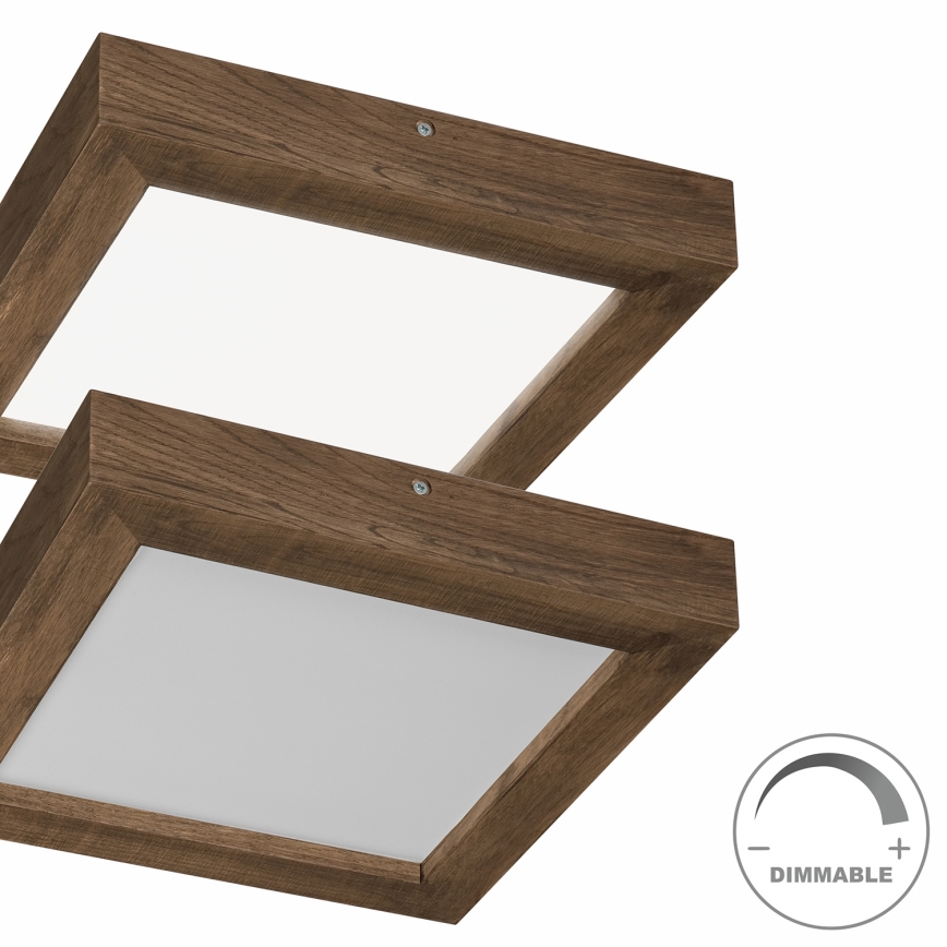 Brilagi - LED Димируем плафон за баня WOODY FRAME LED/24W/230V дъб 30x30 см 3000-6000K IP44 + дистанционно управление