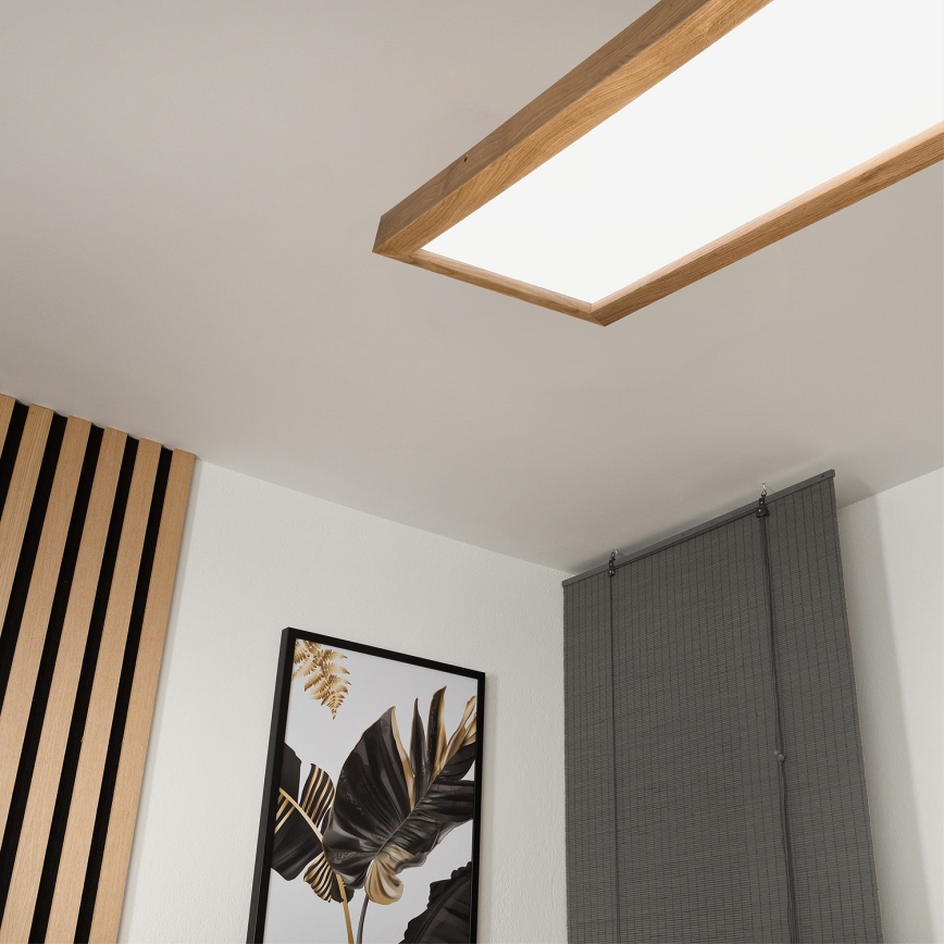 Brilagi - LED Димируем плафон за баня WOODY FRAME LED/50W/230V дъб 120x30 см 3000-6000K IP44 + дистанционно управление