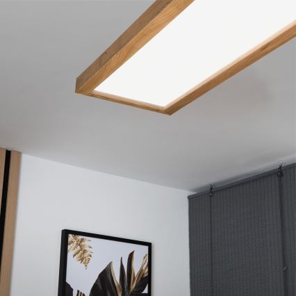 Brilagi - LED Димируем плафон за баня WOODY FRAME LED/50W/230V дъб 120x30 см 3000-6000K IP44 + дистанционно управление