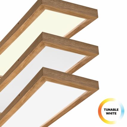 Brilagi - LED Димируем плафон за баня WOODY FRAME LED/50W/230V дъб 120x30 см 3000-6000K IP44 + дистанционно управление