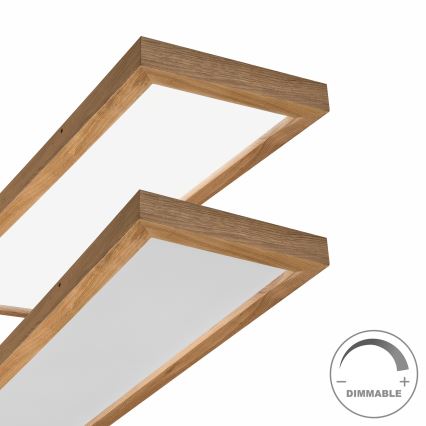 Brilagi - LED Димируем плафон за баня WOODY FRAME LED/50W/230V дъб 120x30 см 3000-6000K IP44 + дистанционно управление