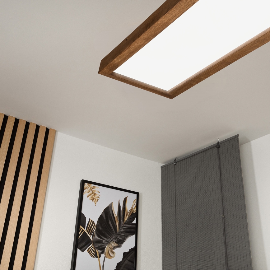 Brilagi - LED Димируем плафон за баня WOODY FRAME LED/50W/230V дъб череша 120x30 см 3000-6000K IP44 + дистанционно управление