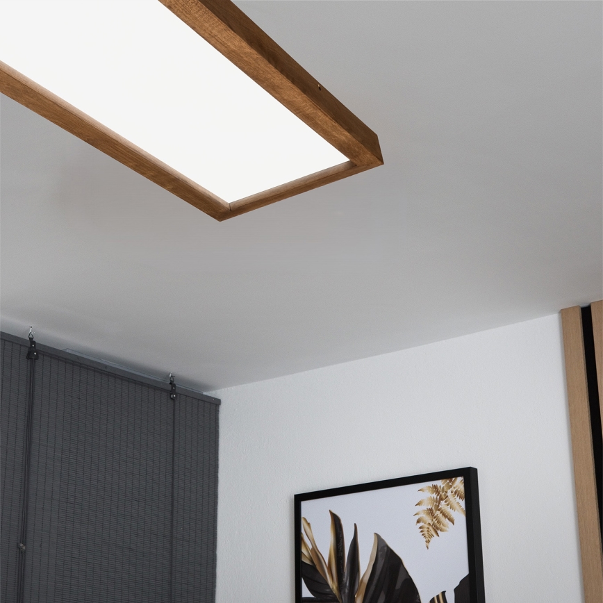 Brilagi - LED Димируем плафон за баня WOODY FRAME LED/50W/230V дъб череша 120x30 см 3000-6000K IP44 + дистанционно управление