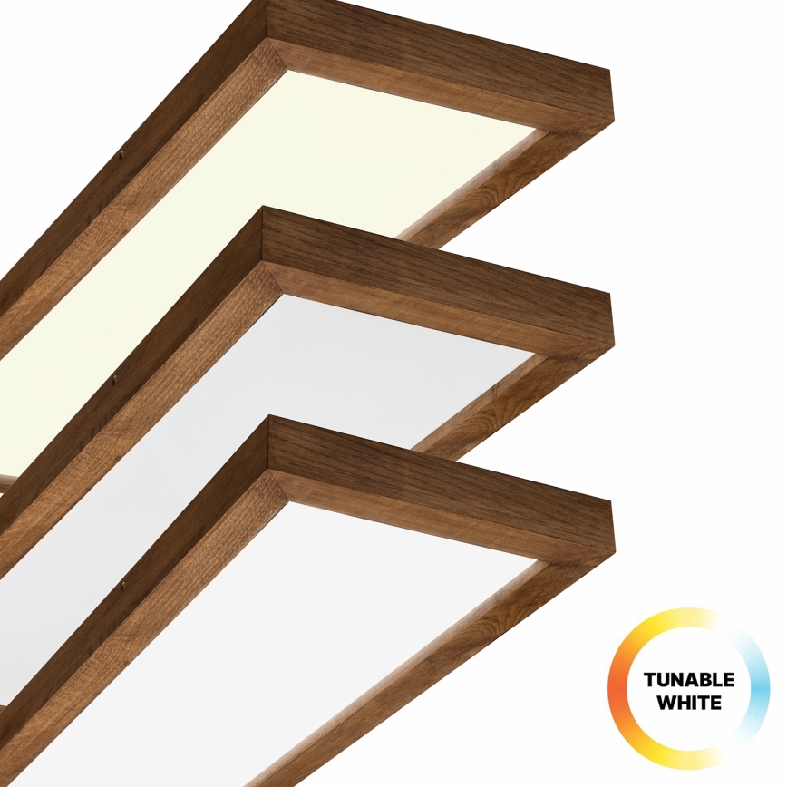 Brilagi - LED Димируем плафон за баня WOODY FRAME LED/50W/230V дъб череша 120x30 см 3000-6000K IP44 + дистанционно управление