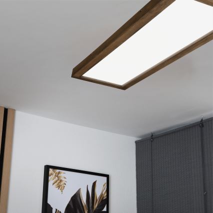 Brilagi - LED Димируем плафон за баня WOODY FRAME LED/50W/230V дъб 120x30 см 3000-6000K IP44 + дистанционно управление