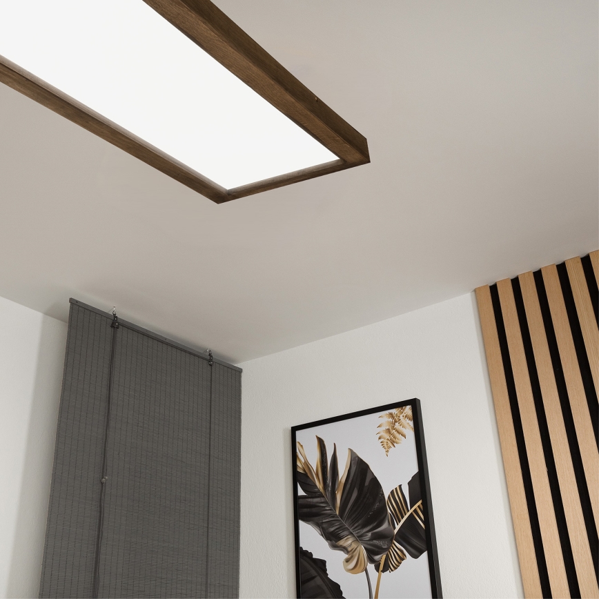 Brilagi - LED Димируем плафон за баня WOODY FRAME LED/50W/230V дъб 120x30 см 3000-6000K IP44 + дистанционно управление