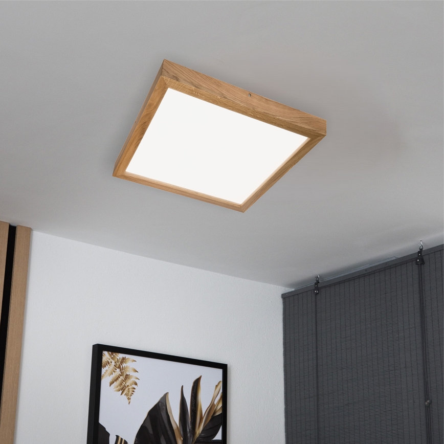 Brilagi - LED Димируем плафон за баня WOODY FRAME LED/50W/230V дъб 60x60 см 3000-6000K IP44 + дистанционно управление