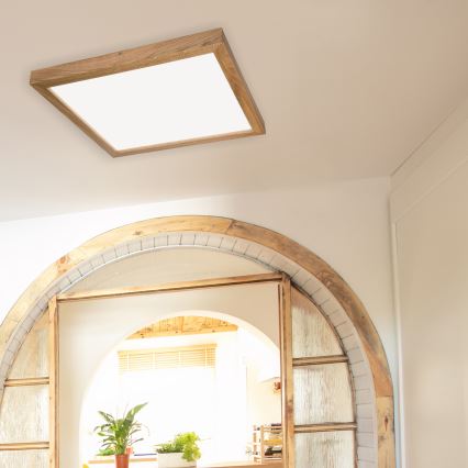 Brilagi - LED Димируем плафон за баня WOODY FRAME LED/50W/230V дъб 60x60 см 3000-6000K IP44 + дистанционно управление