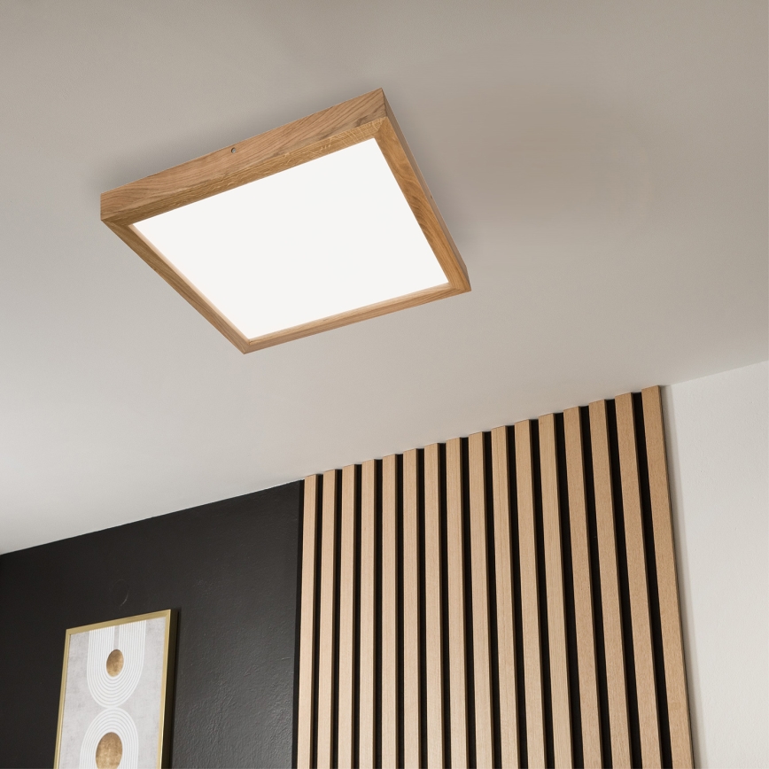 Brilagi - LED Димируем плафон за баня WOODY FRAME LED/50W/230V дъб 60x60 см 3000-6000K IP44 + дистанционно управление