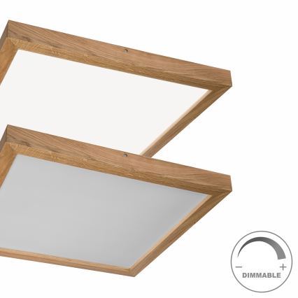 Brilagi - LED Димируем плафон за баня WOODY FRAME LED/50W/230V дъб 60x60 см 3000-6000K IP44 + дистанционно управление