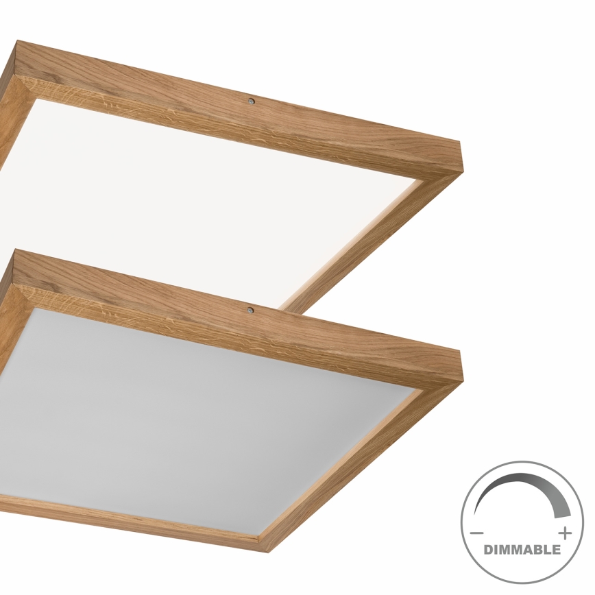 Brilagi - LED Димируем плафон за баня WOODY FRAME LED/50W/230V дъб 60x60 см 3000-6000K IP44 + дистанционно управление