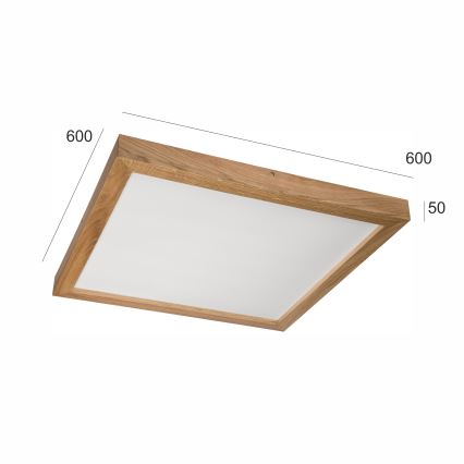 Brilagi - LED Димируем плафон за баня WOODY FRAME LED/50W/230V дъб 60x60 см 3000-6000K IP44 + дистанционно управление