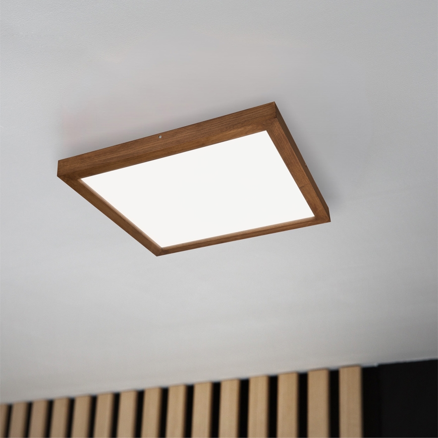 Brilagi - LED Димируем плафон за баня WOODY FRAME LED/50W/230V дъб череша 60x60 см 3000-6000K IP44 + дистанционно управление