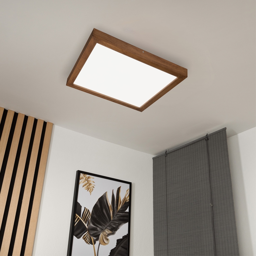 Brilagi - LED Димируем плафон за баня WOODY FRAME LED/50W/230V дъб череша 60x60 см 3000-6000K IP44 + дистанционно управление