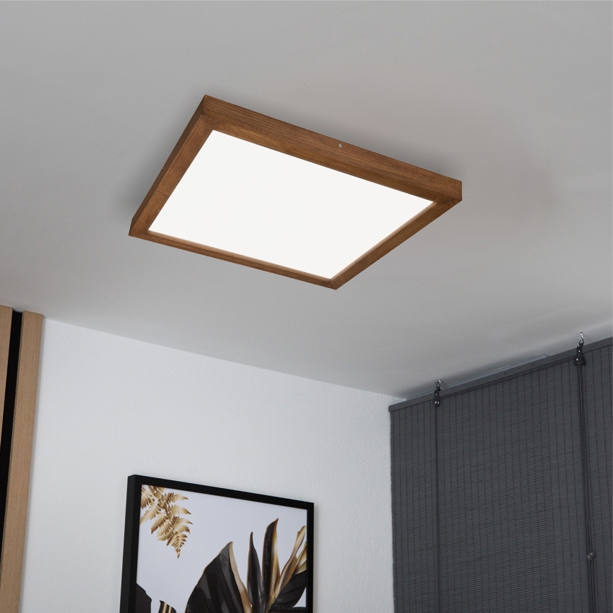 Brilagi - LED Димируем плафон за баня WOODY FRAME LED/50W/230V дъб череша 60x60 см 3000-6000K IP44 + дистанционно управление
