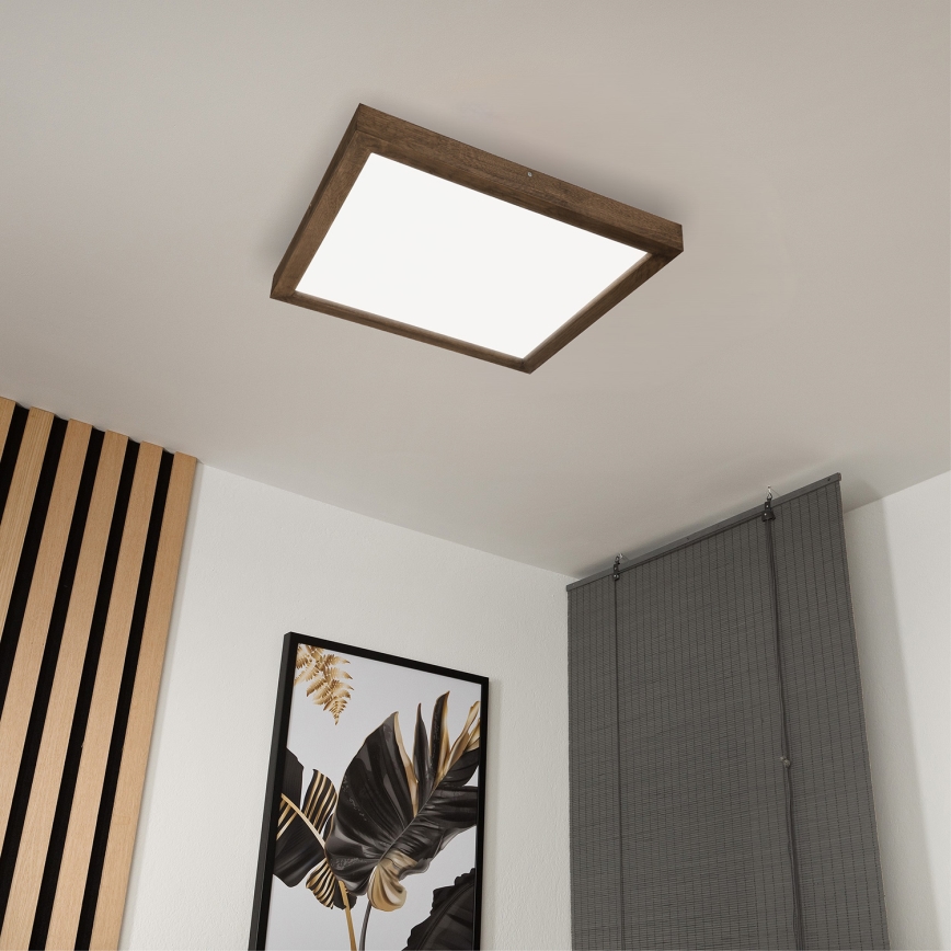 Brilagi - LED Димируем плафон за баня WOODY FRAME LED/50W/230V дъб 60x60 см 3000-6000K IP44 + дистанционно управление