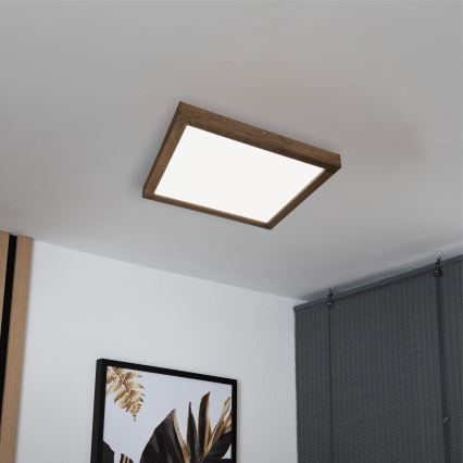 Brilagi - LED Димируем плафон за баня WOODY FRAME LED/50W/230V дъб 60x60 см 3000-6000K IP44 + дистанционно управление