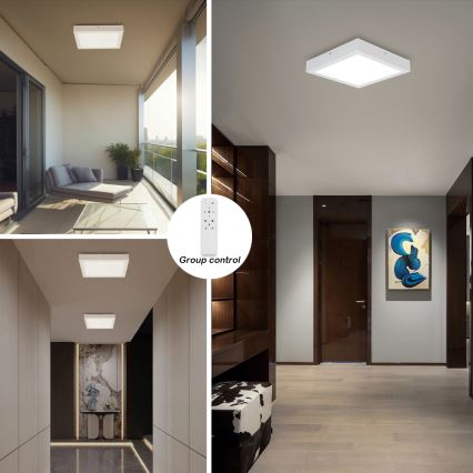 Brilagi - Димируема таванна лампа за баня FRAME SMART LED/24W/230V 30x30 см 3000-6000K IP44 бяла + дистанционно управление