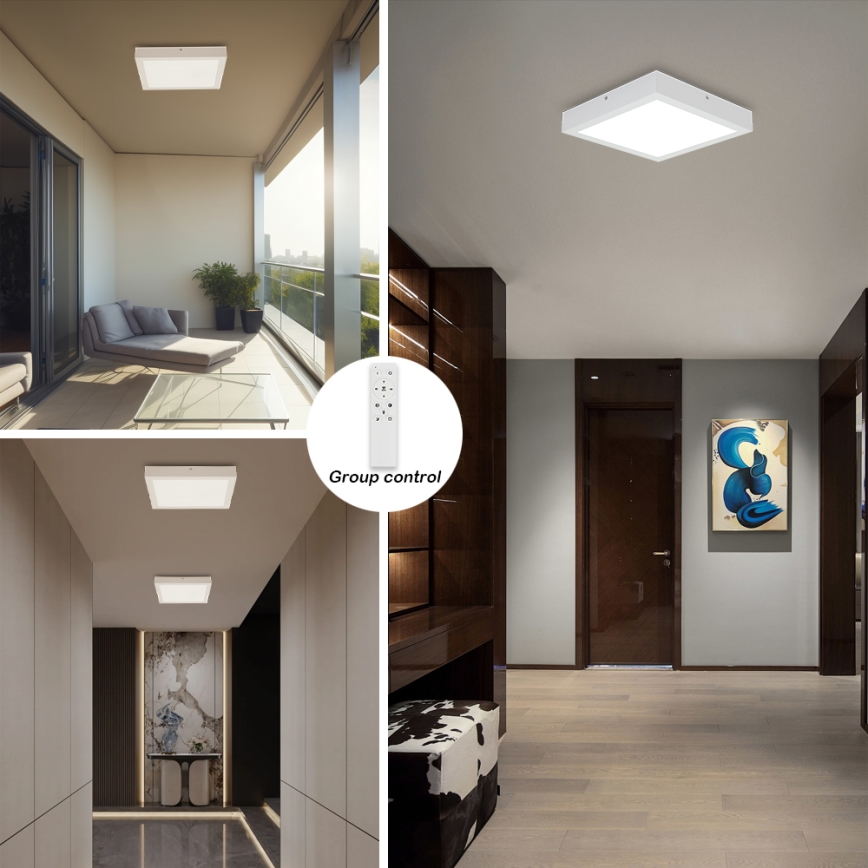 Brilagi - Димируема таванна лампа за баня FRAME SMART LED/24W/230V 30x30 см 3000-6000K IP44 бяла + дистанционно управление