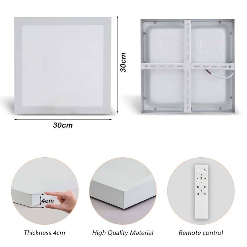 Brilagi - Димируема таванна лампа за баня FRAME SMART LED/24W/230V 30x30 см 3000-6000K IP44 бяла + дистанционно управление