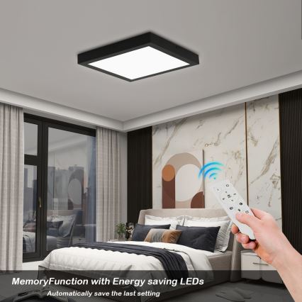 Brilagi - LED Димируем плафон за баня FRAME SMART LED/24W/230V 30x30 см 3000-6000K IP44 черен + дистанционно управление
