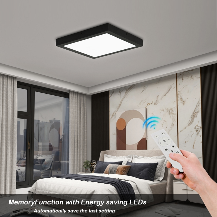 Brilagi - LED Димируем плафон за баня FRAME SMART LED/24W/230V 30x30 см 3000-6000K IP44 черен + дистанционно управление