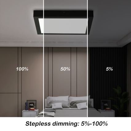 Brilagi - LED Димируем плафон за баня FRAME SMART LED/24W/230V 30x30 см 3000-6000K IP44 черен + дистанционно управление