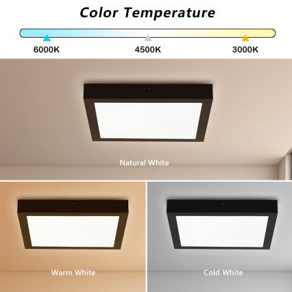 Brilagi - LED Димируем плафон за баня FRAME SMART LED/24W/230V 30x30 см 3000-6000K IP44 черен + дистанционно управление