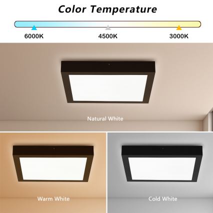 Brilagi - LED Димируем плафон за баня FRAME SMART LED/24W/230V 3000-6000K IP44 черен + дистанционно управление