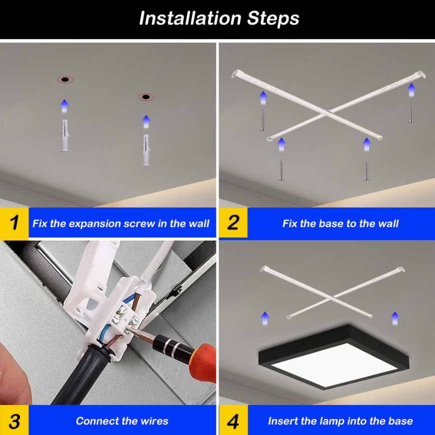 Brilagi - LED Димируем плафон за баня FRAME SMART LED/24W/230V 30x30 см 3000-6000K IP44 черен + дистанционно управление