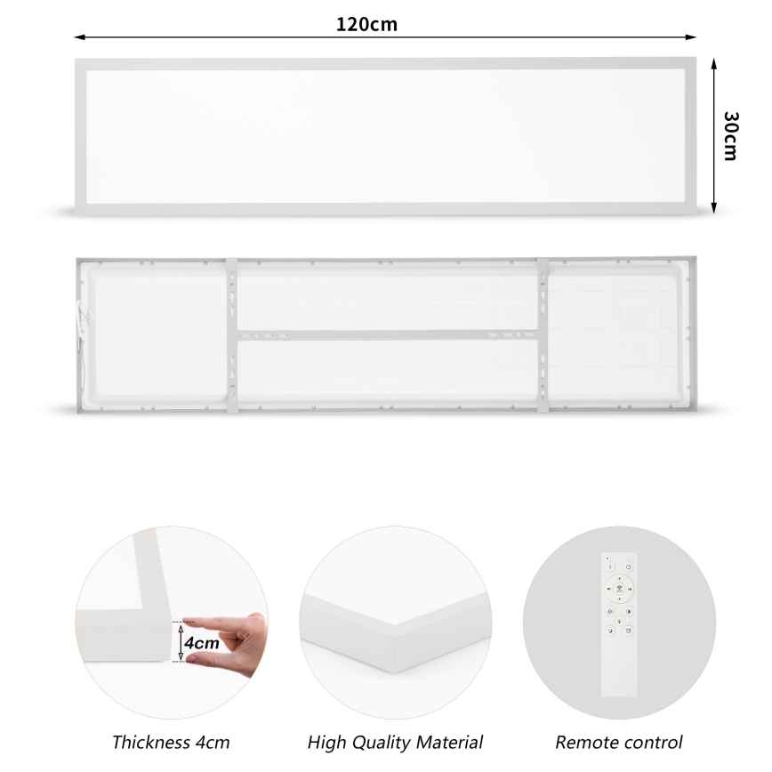 Brilagi - LED Димируем плафон за баня FRAME SMART LED/50W/230V 120x30 cm 3000-6000K IP44 сребрист + дистанционно управление