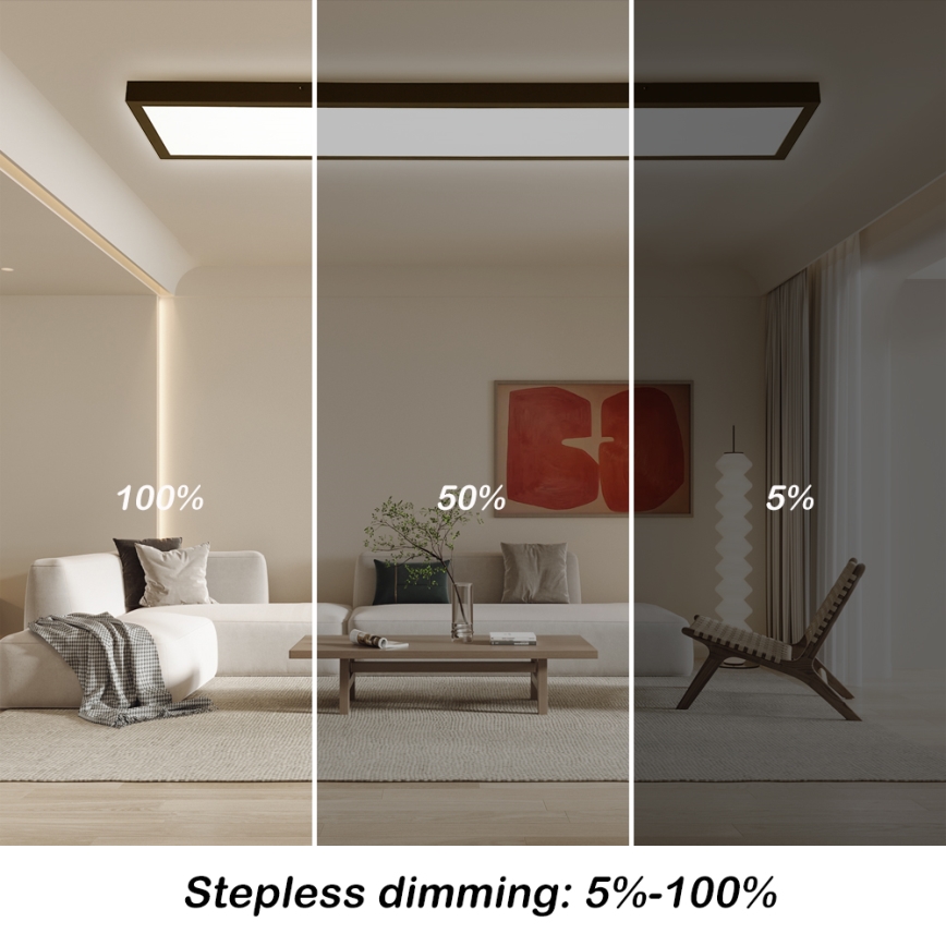 Brilagi - LED Димируем плафон за баня FRAME SMART LED/50W/230V 30x120 см 3000-6000K IP44 черен + дистанционно управление