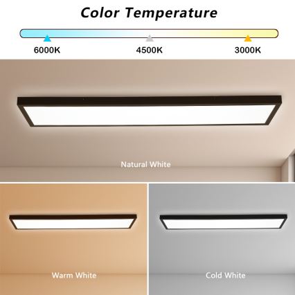Brilagi - LED Димируем плафон за баня FRAME SMART LED/50W/230V 30x120 см 3000-6000K IP44 черен + дистанционно управление