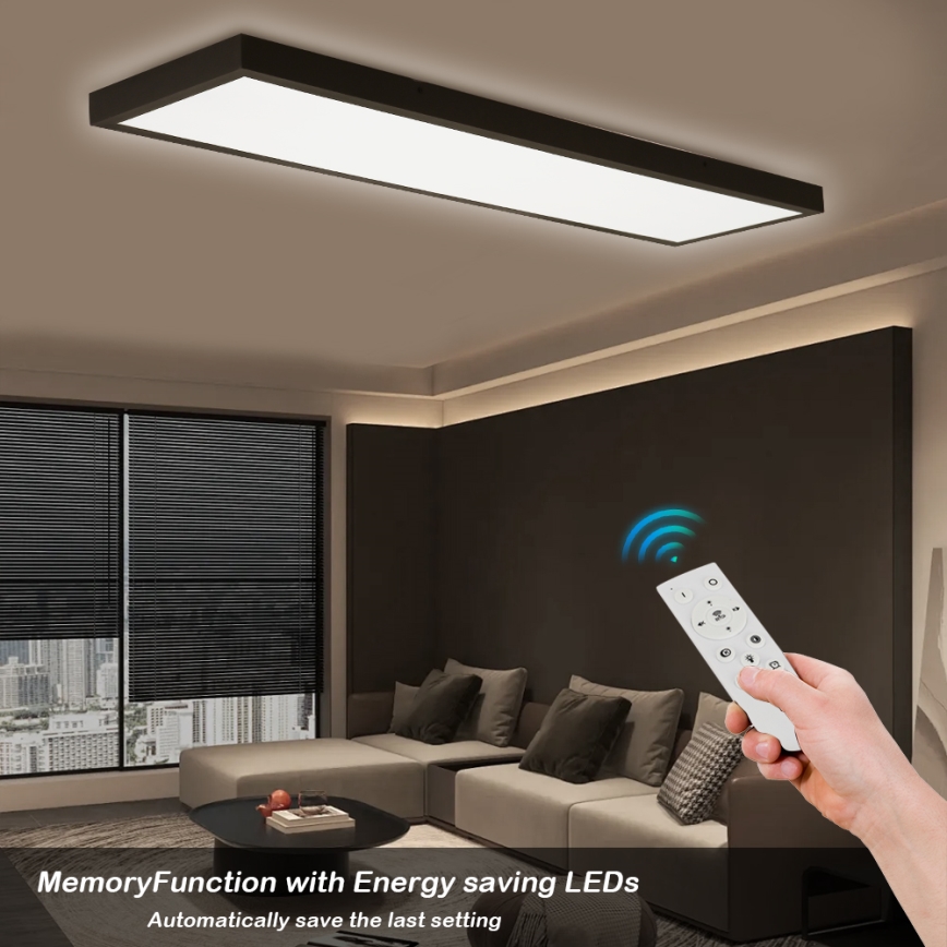Brilagi - LED Димируем плафон за баня FRAME SMART LED/50W/230V 30x120 см 3000-6000K IP44 черен + дистанционно управление