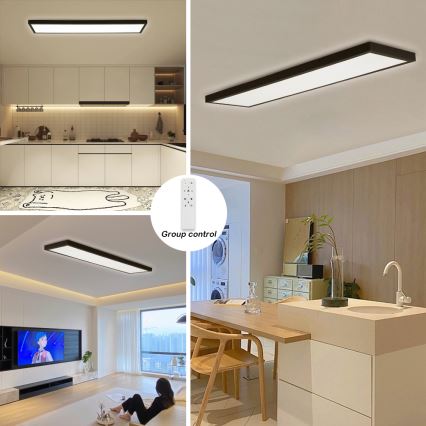 Brilagi - LED Димируем плафон за баня FRAME SMART LED/50W/230V 3000-6000K IP44 черен + дистанционно управление