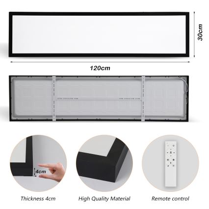 Brilagi - LED Димируем плафон за баня FRAME SMART LED/50W/230V 30x120 см 3000-6000K IP44 черен + дистанционно управление
