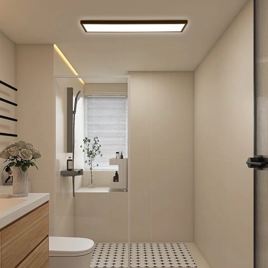Brilagi - LED Димируем плафон за баня FRAME SMART LED/50W/230V 30x120 см 3000-6000K IP44 черен + дистанционно управление