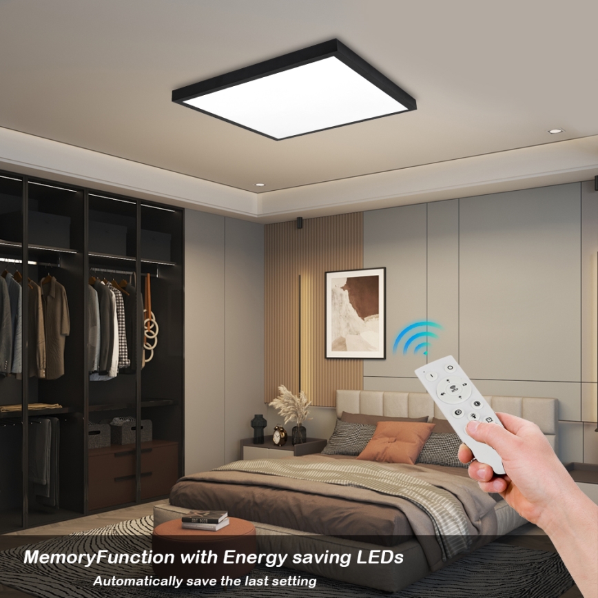 Brilagi - LED Димируем плафон за баня FRAME SMART LED/50W/230V 60x60 см 3000-6000K IP44 черен + дистанционно управление