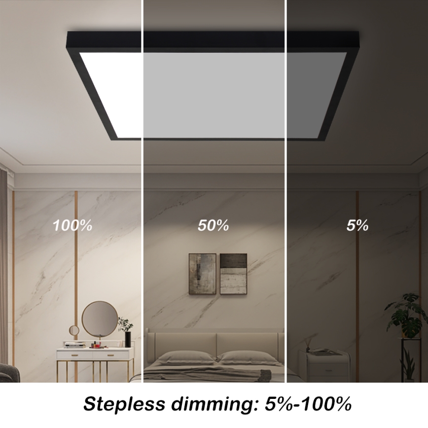 Brilagi - LED Димируем плафон за баня FRAME SMART LED/50W/230V 60x60 см 3000-6000K IP44 черен + дистанционно управление