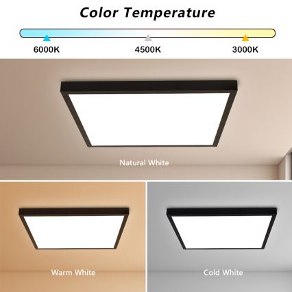 Brilagi - LED Димируем плафон за баня FRAME SMART LED/50W/230V 3000-6000K IP44 черен + дистанционно управление