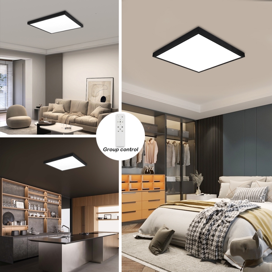Brilagi - LED Димируем плафон за баня FRAME SMART LED/50W/230V 60x60 см 3000-6000K IP44 черен + дистанционно управление