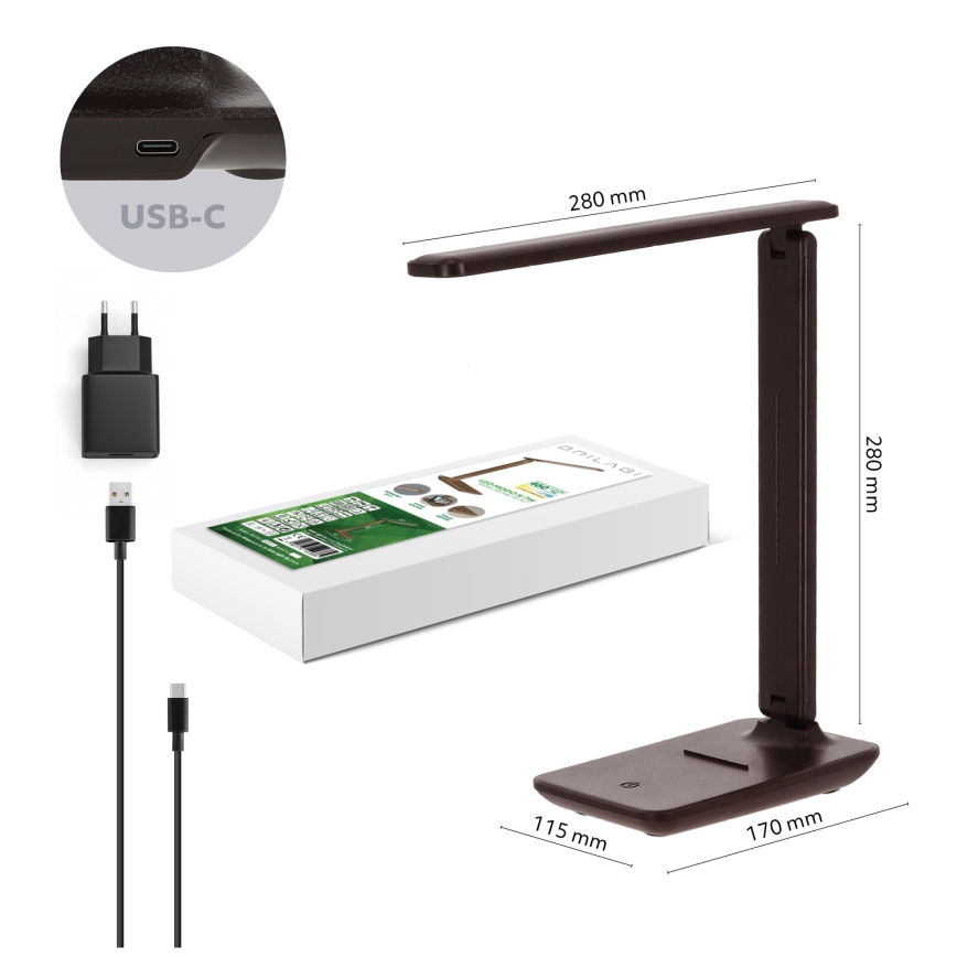 Brilagi - димируема LED настолна лампа MODO LED/7W/230V 3000/4000/6500K кафява