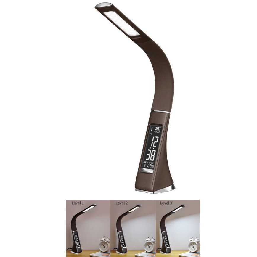 Brilagi - LED Димируема настолна лампа с display PELLE LED/7W/230V кафяв