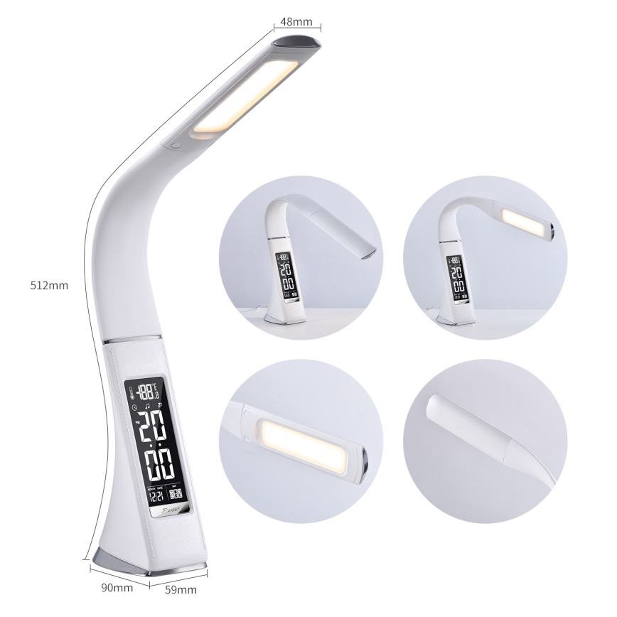 Brilagi - LED Димируема настолна лампа с дисплей PELLE LED/7W/230V бял