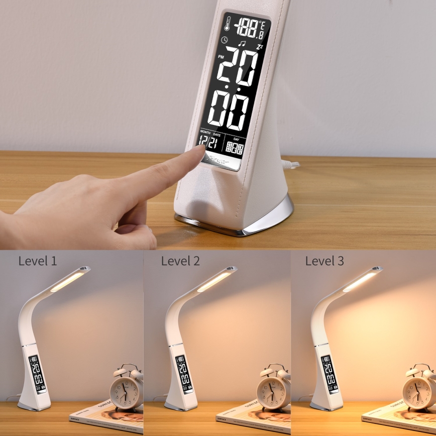 Brilagi - LED Димируема настолна лампа с дисплей PELLE LED/7W/230V бял