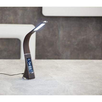 Brilagi - LED Димируема настолна лампа с display PELLE LED/7W/230V кафяв